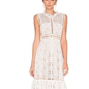 NWT Rebecca Taylor Sleeveless Crochet-Lace Midi Dress. Off White